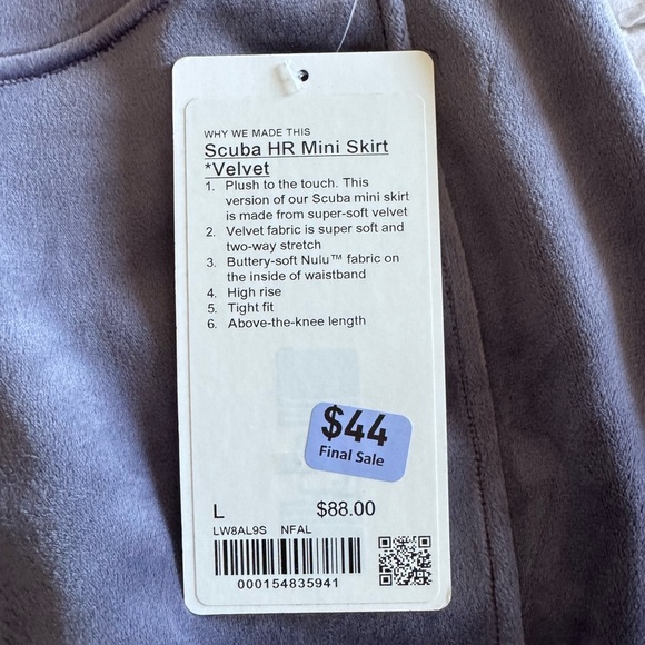 New Lululemon Scuba High-Rise Mini Skirt Velvet NIGHTFALL Size Large Purple NWT - Picture 4 of 8